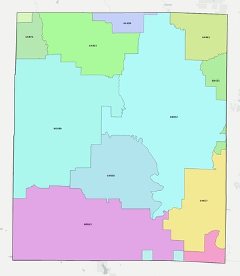 Gentry County MO ZIP code boundaries map