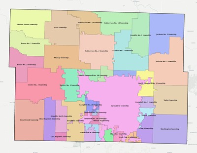 Greene County MO townships and subdivisions map