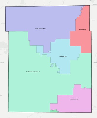 Harrison County MO school district boundaries map