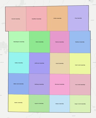Harrison County MO townships and subdivisions map