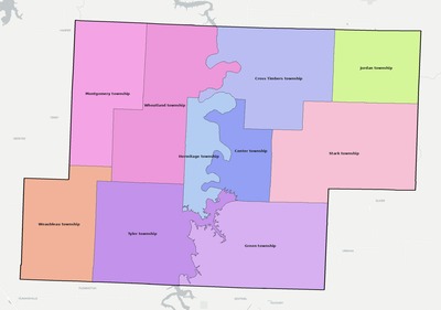 Hickory County MO townships and subdivisions map