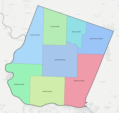 Howard County MO townships and subdivisions map