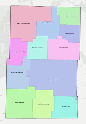 Howell County MO townships and subdivisions map