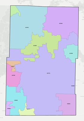 Howell County MO ZIP code boundaries map