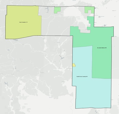 Iron County MO school district boundaries map
