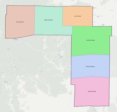 Iron County MO townships and subdivisions map