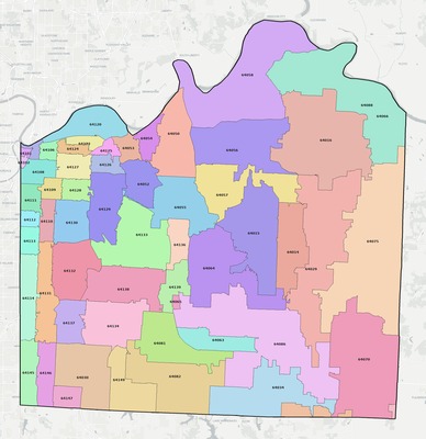 Jackson County MO ZIP code boundaries map