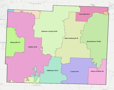 Johnson County MO school district boundaries map