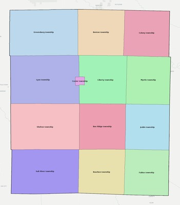 Knox County MO townships and subdivisions map