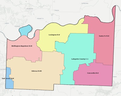 Lafayette County MO school district boundaries map