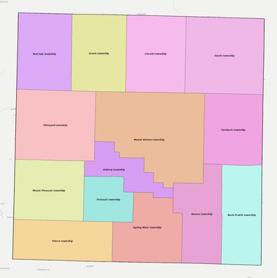 Lawrence County MO townships and subdivisions map