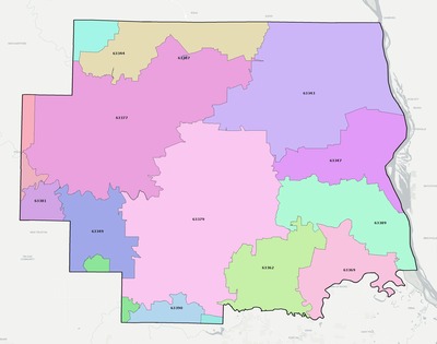 Lincoln County MO ZIP code boundaries map