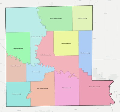 Livingston County MO townships and subdivisions map