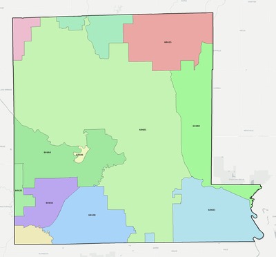 Livingston County MO ZIP code boundaries map