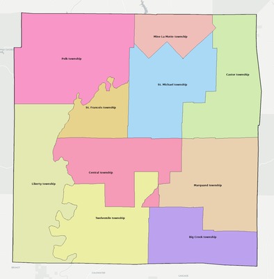 Madison County MO townships and subdivisions map