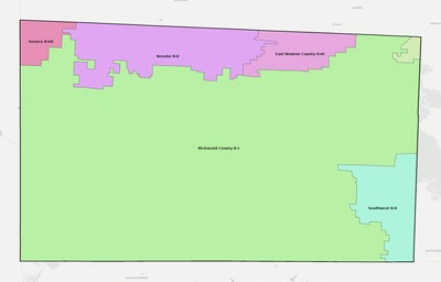 McDonald County MO school district boundaries map