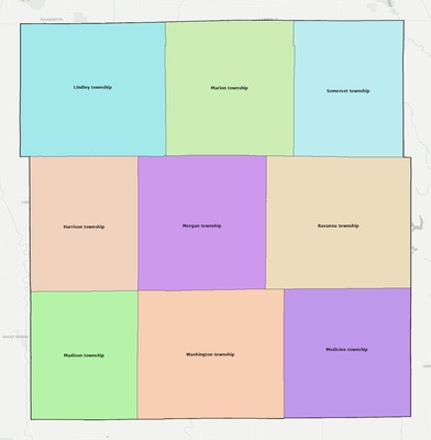 Mercer County MO townships and subdivisions map