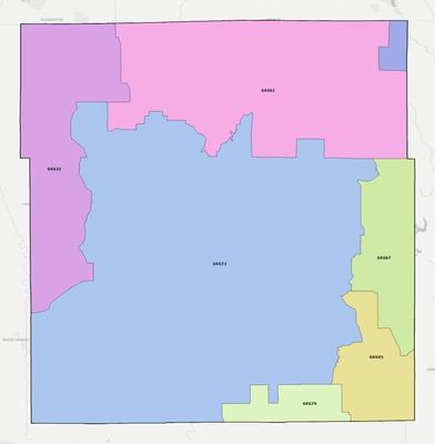 Mercer County MO ZIP code boundaries map
