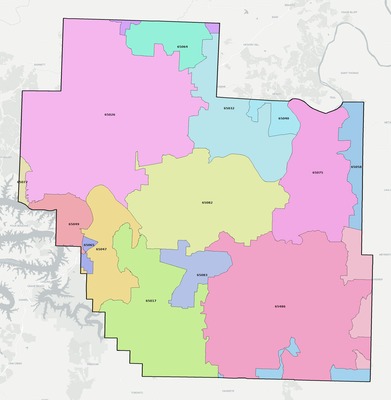 Miller County MO ZIP code boundaries map