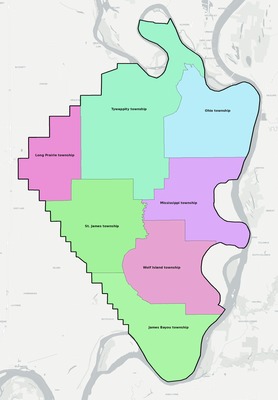 Mississippi County MO townships and subdivisions map