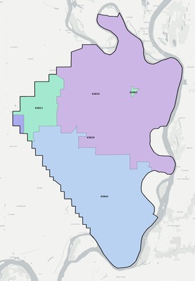 Mississippi County MO ZIP code boundaries map