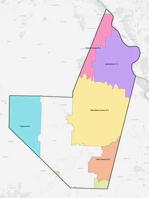 Moniteau County MO school district boundaries map