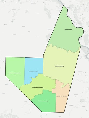 Moniteau County MO townships and subdivisions map