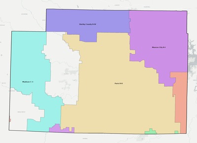 Monroe County MO school district boundaries map