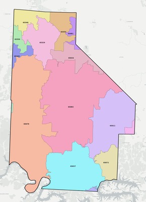 Morgan County MO ZIP code boundaries map