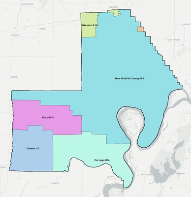 New Madrid County MO school district boundaries map