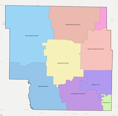 Nodaway County MO school district boundaries map