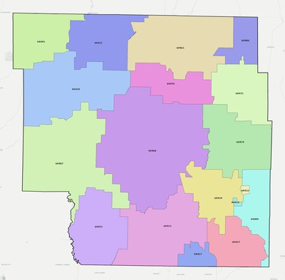 Nodaway County MO ZIP code boundaries map
