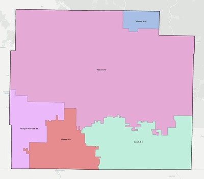 Oregon County MO school district boundaries map