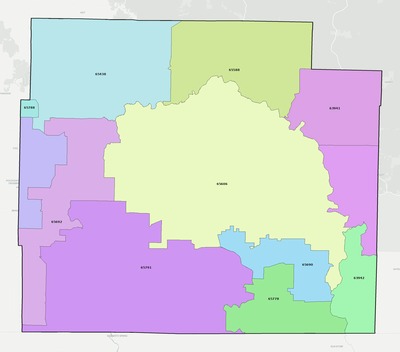 Oregon County MO ZIP code boundaries map