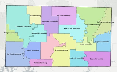 Ozark County MO townships and subdivisions map