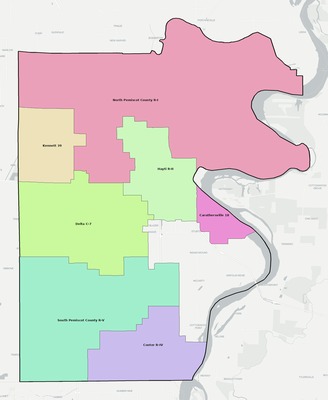 Pemiscot County MO school district boundaries map
