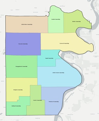 Pemiscot County MO townships and subdivisions map