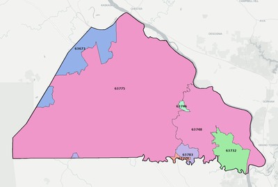 Perry County MO ZIP code boundaries map