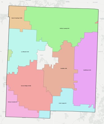 Pettis County MO school district boundaries map
