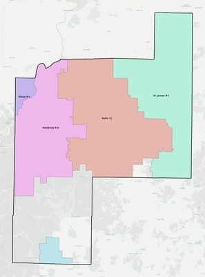 Phelps County MO school district boundaries map