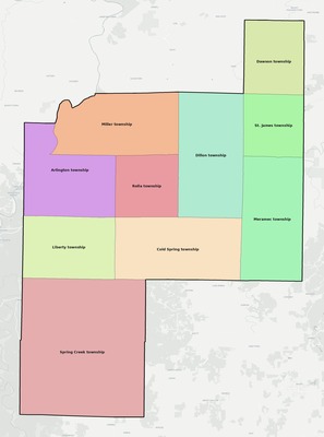 Phelps County MO townships and subdivisions map