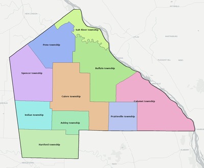 Pike County MO townships and subdivisions map