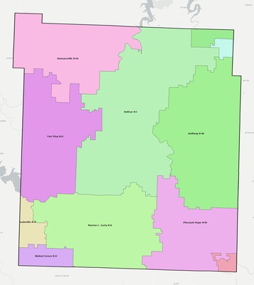 Polk County MO school district boundaries map
