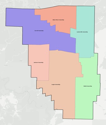 Reynolds County MO townships and subdivisions map