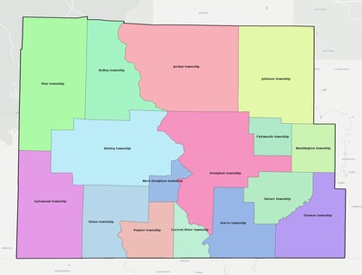 Ripley County MO townships and subdivisions map