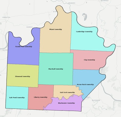 Saline County MO townships and subdivisions map