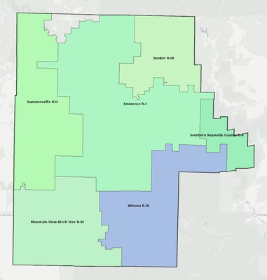 Shannon County MO school district boundaries map