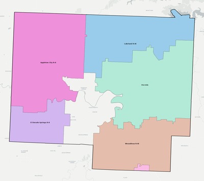 St. Clair County MO school district boundaries map