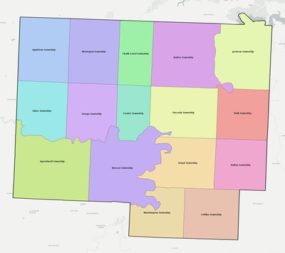 St. Clair County MO townships and subdivisions map