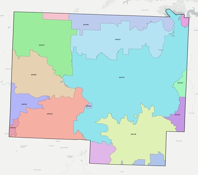St. Clair County MO ZIP code boundaries map